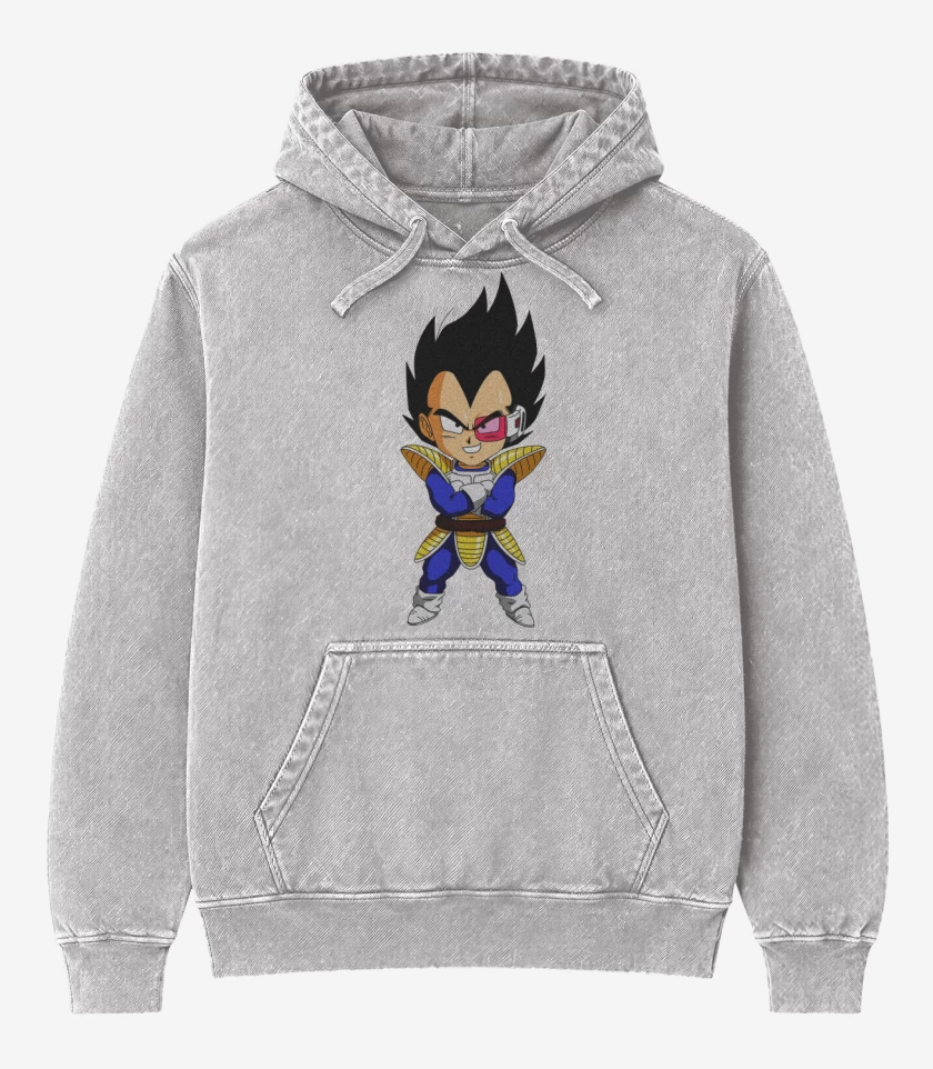 Poleron Canguro Acid Wash Gris Melange de Vegeta 2 
