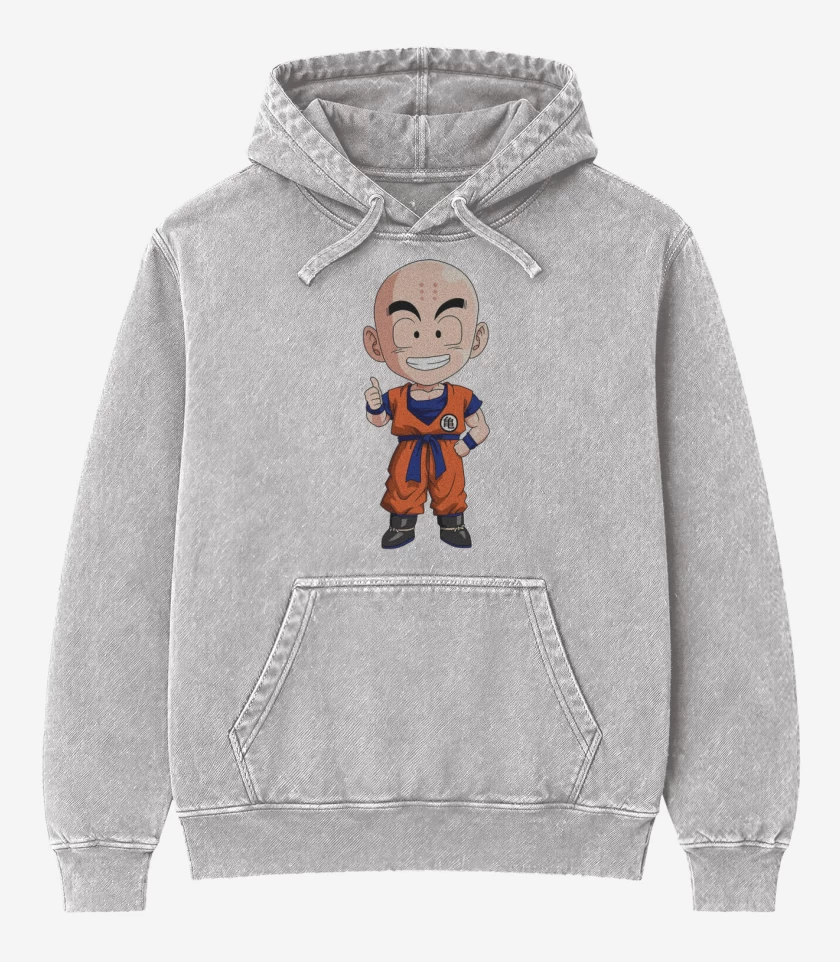 Poleron Canguro Acid Wash Gris Melange de Krilin