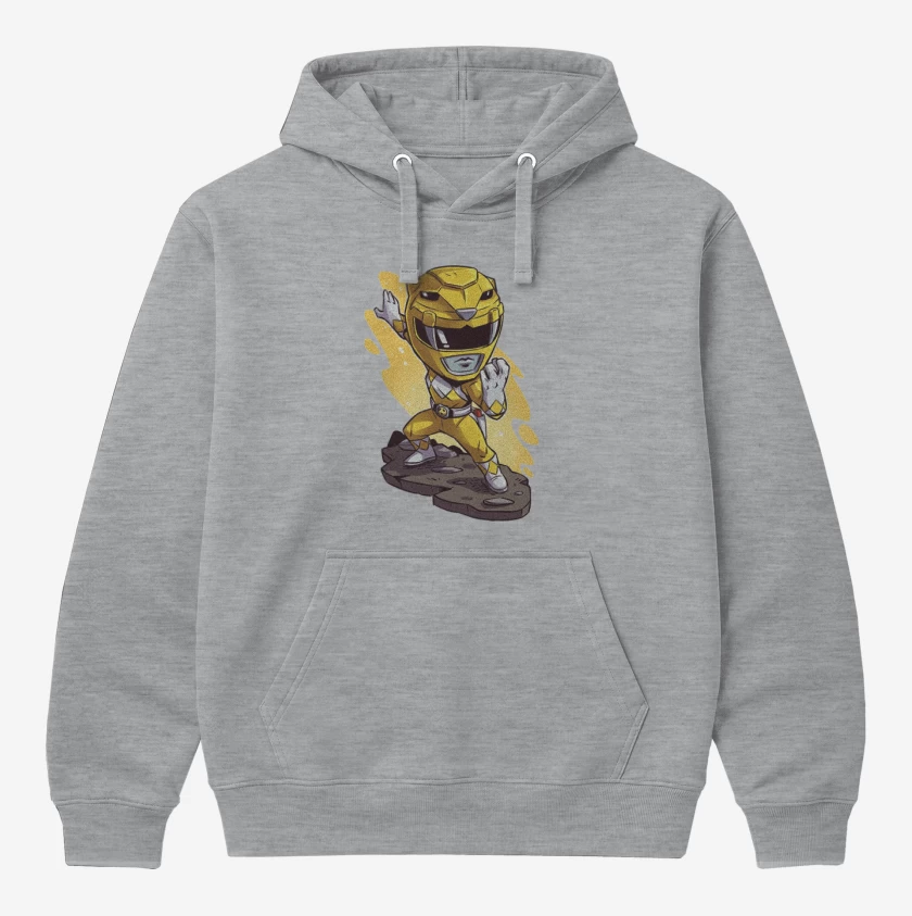 Polerón Canguro Gris Melange de Yellow ranger