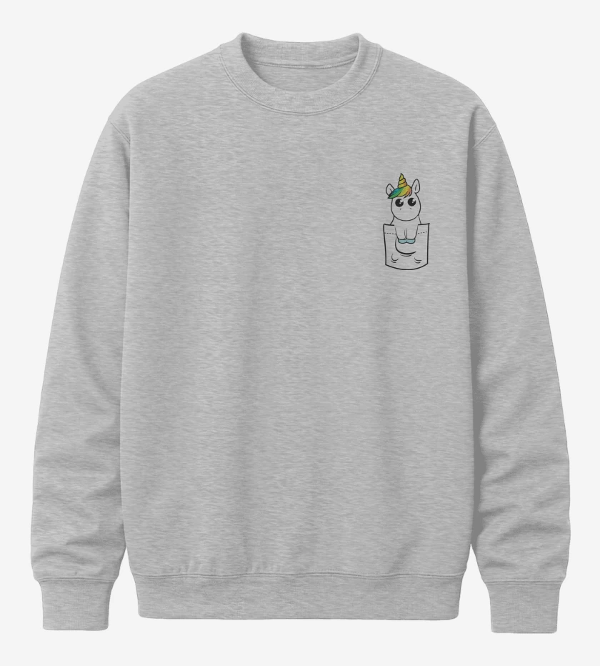 Poleron polo Gris Melange de Unicornio de bolsillo