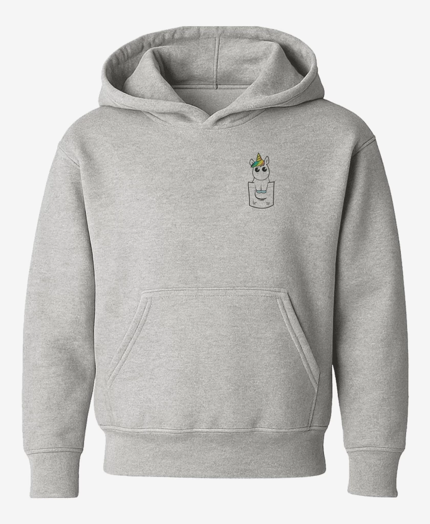 Poleron de niño Gris Melange de Unicornio de bolsillo