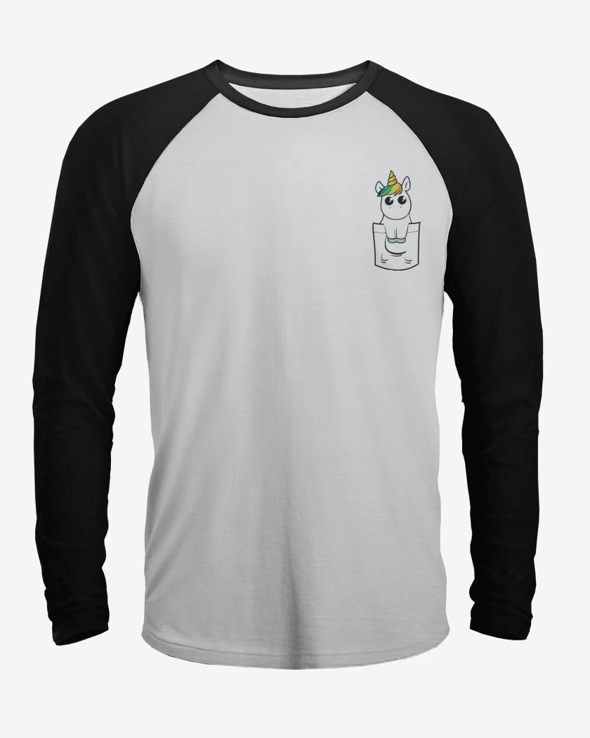 Polera Raglan Unicornio de bolsillo
