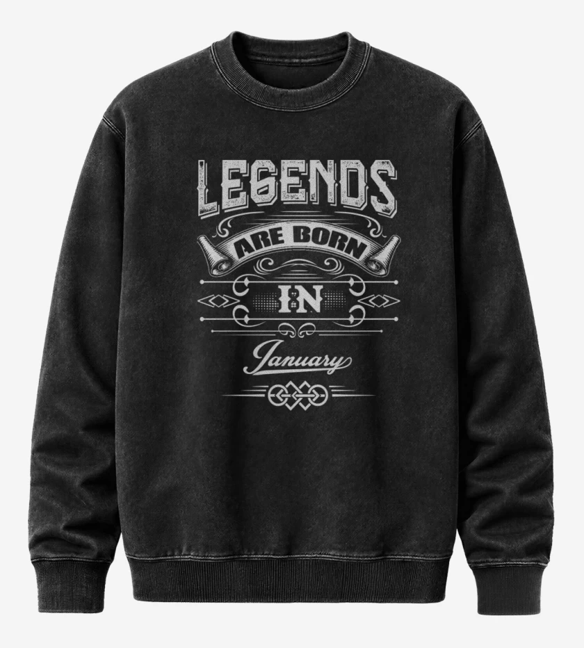 Poleron Polo Acid Wash Negro de Legends are born in january