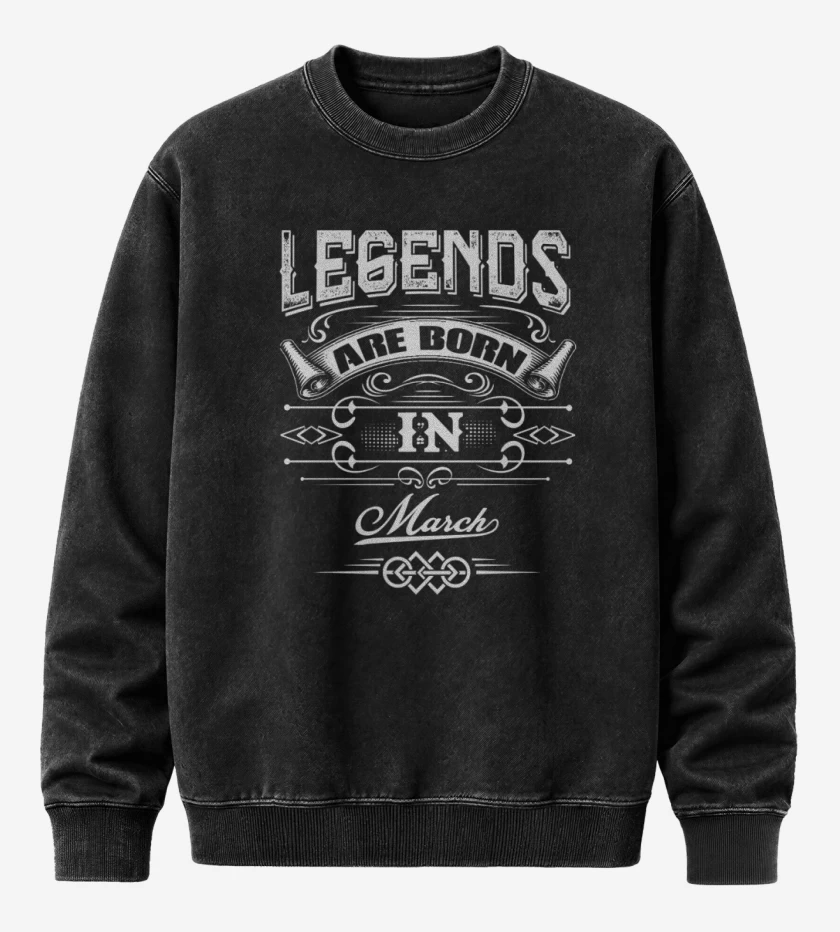Poleron Polo Acid Wash Negro de Legends are born in march