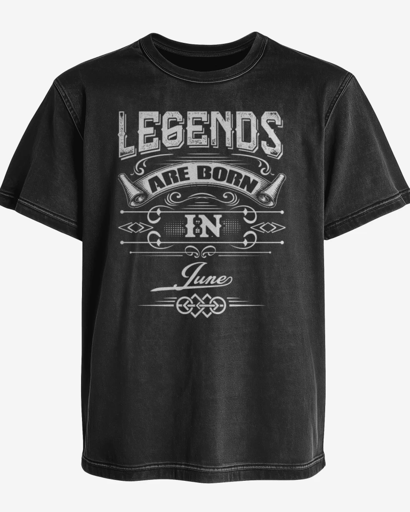 Polera desgastada Negro de Legends are born in june