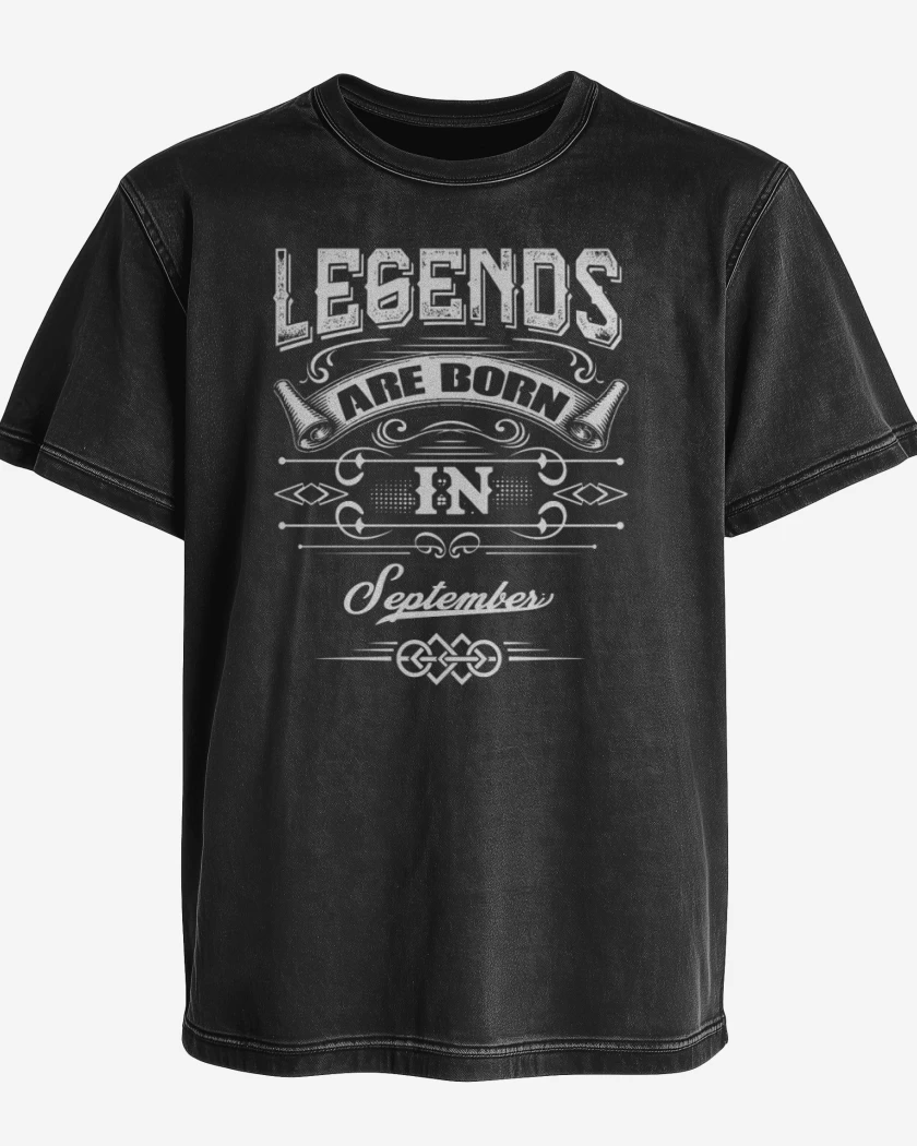 Polera desgastada Negro de Legends are born in september