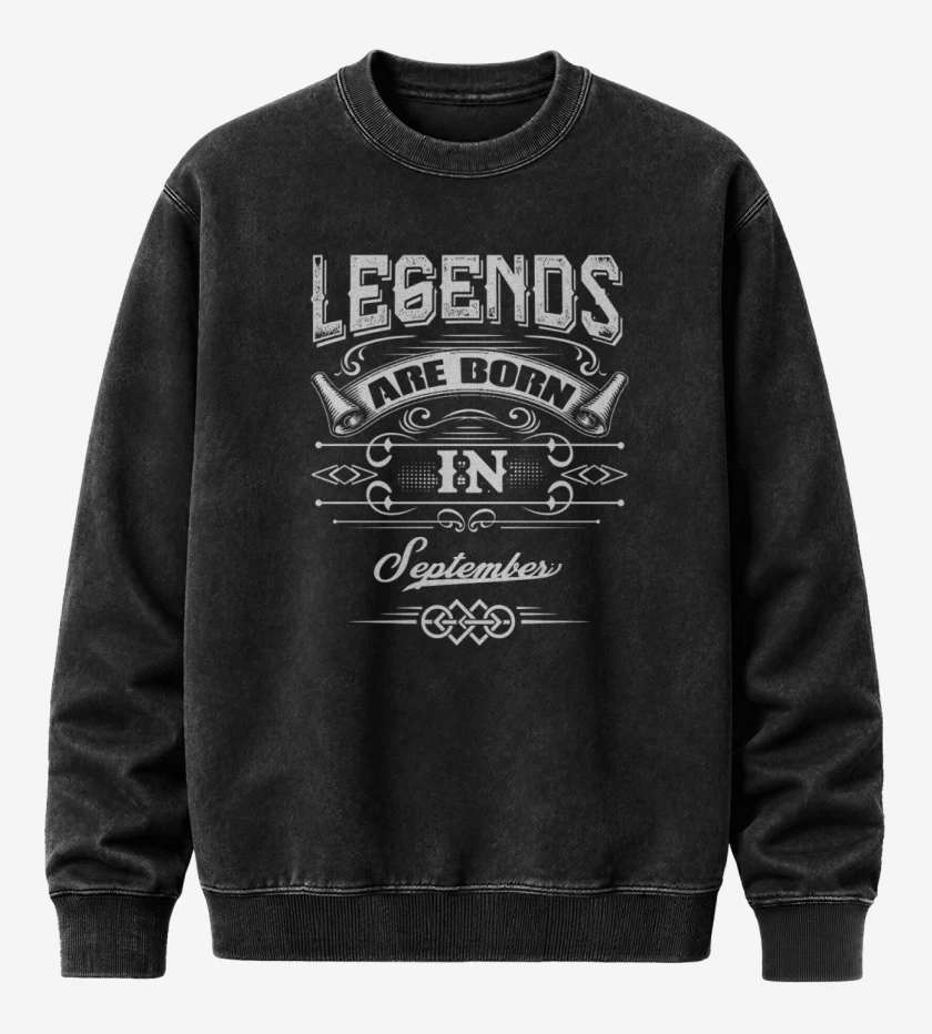 Poleron Polo Acid Wash Negro de Legends are born in september