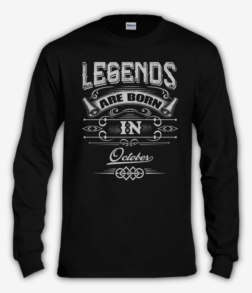 Polera manga larga Legends are born in october