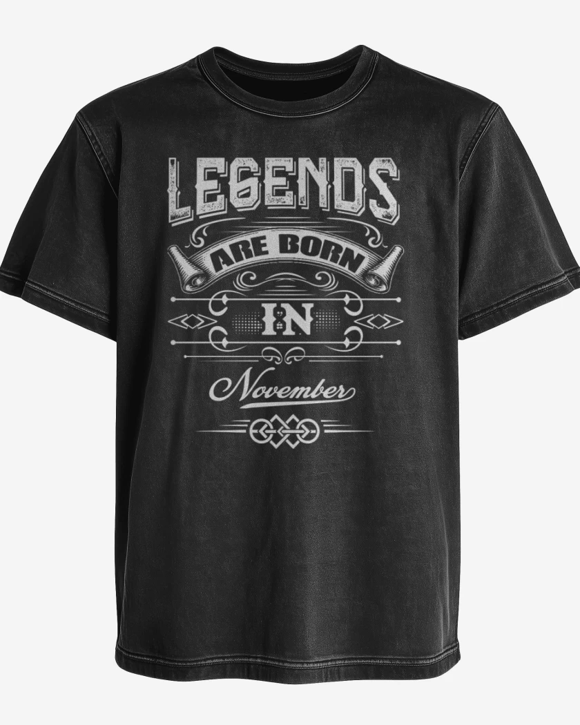 Polera desgastada Negro de Legends are born in november