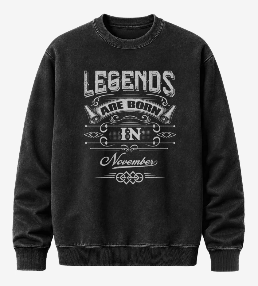 Poleron Polo Acid Wash Negro de Legends are born in november