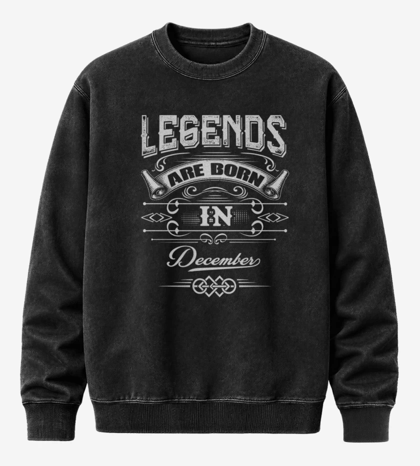 Poleron Polo Acid Wash Negro de Legends are born in december