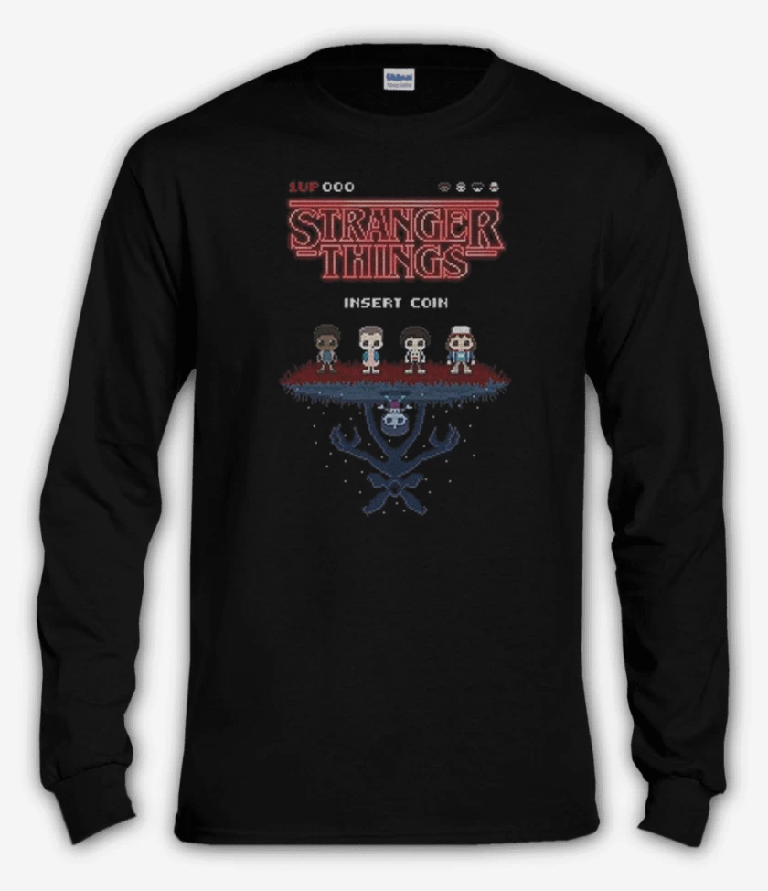 Polera manga larga Stranger things 8 bits