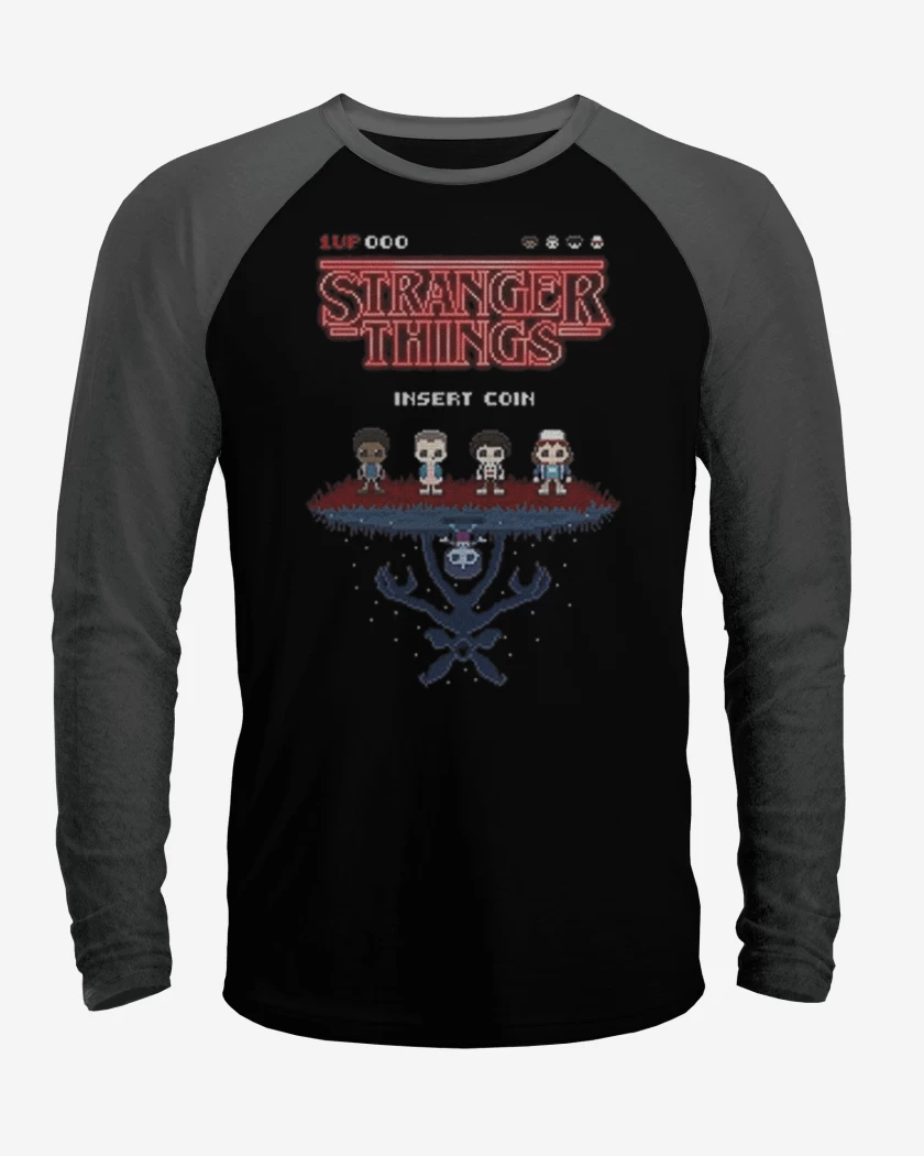 Polera Raglan Stranger things 8 bits
