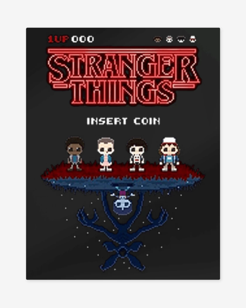 Print metalico Negro de Stranger things 8 bits