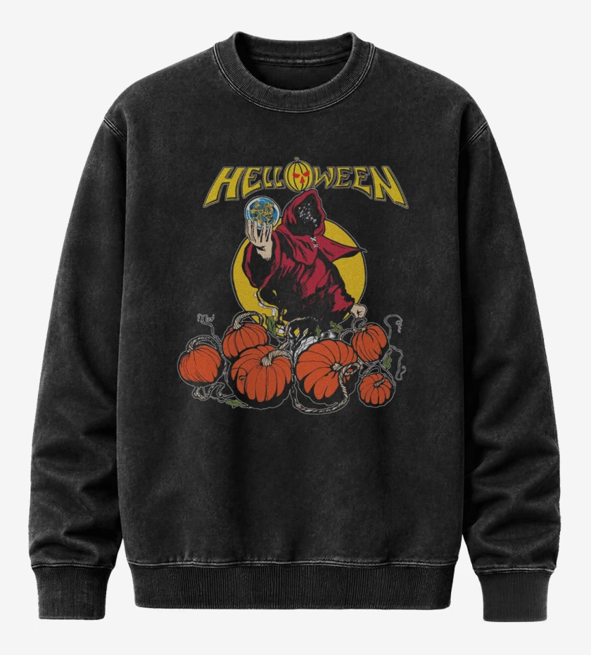 Poleron Polo Acid Wash Negro de Helloween 2
