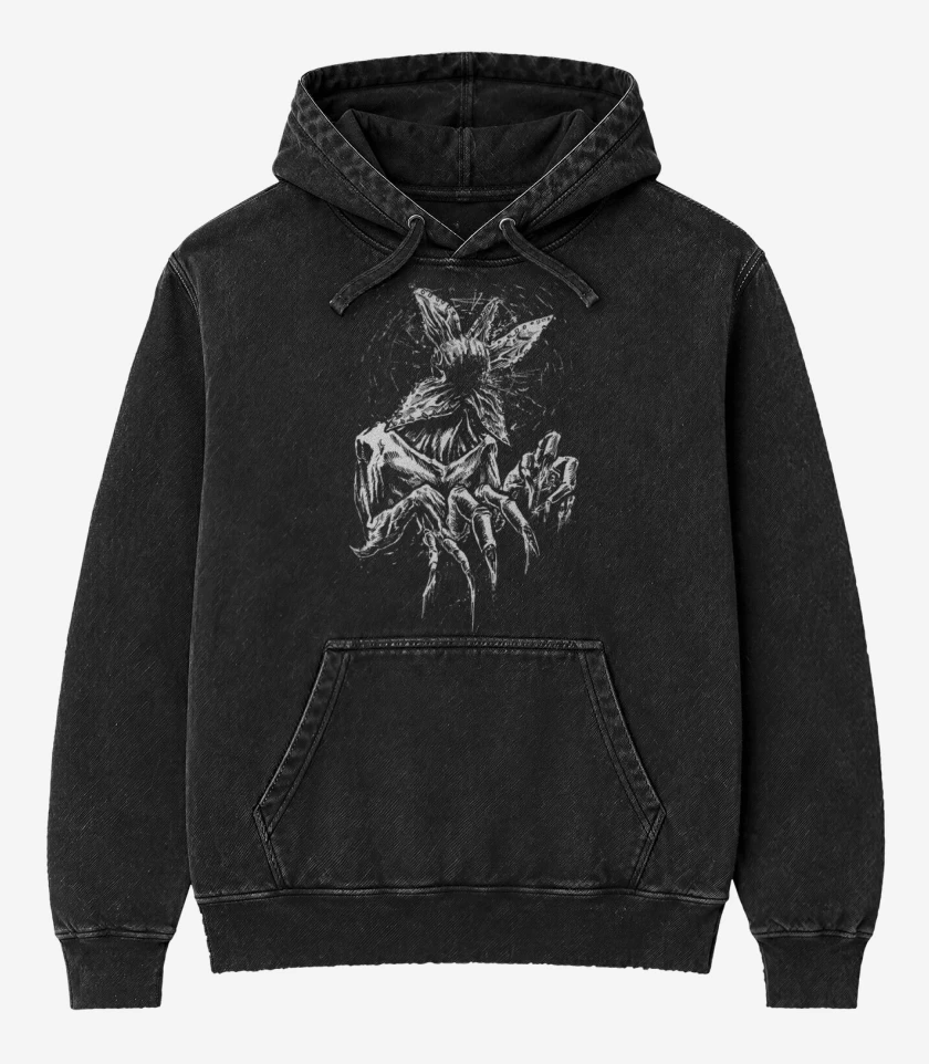 Poleron Canguro Acid Wash Negro de The demogorgon