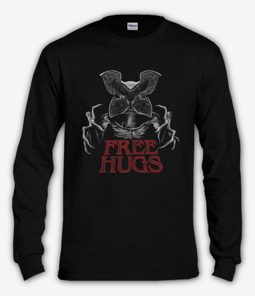 Polera manga larga Negro de Free hugs