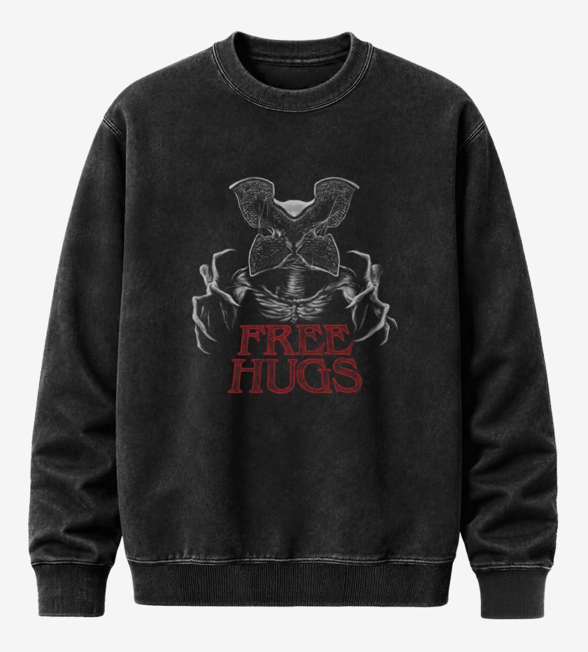 Poleron Polo Acid Wash Negro de Free hugs