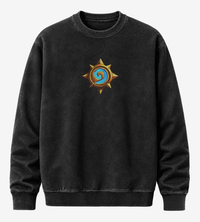 Poleron Polo Acid Wash Negro de Pecho heartstone
