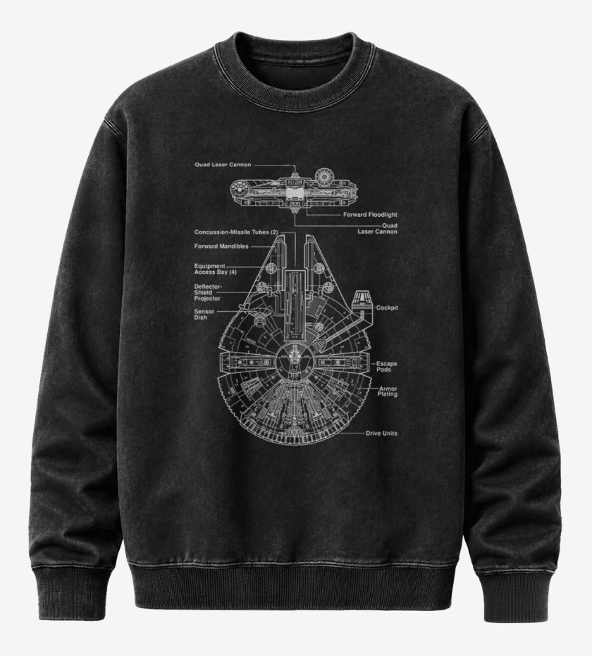 Poleron Polo Acid Wash Negro de Halcon milenario