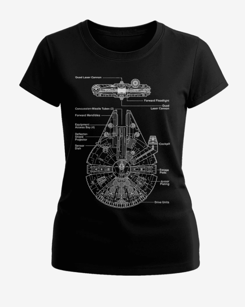 Polera de Mujer Negro de Halcon milenario