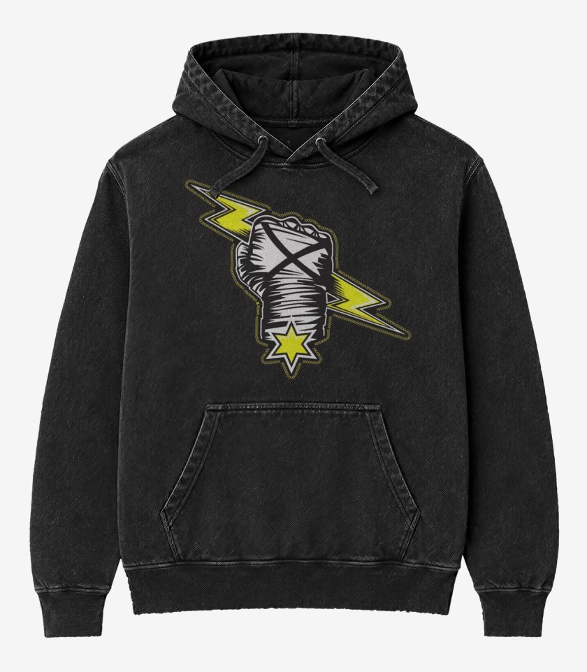 Poleron Canguro Acid Wash Negro de cm punk