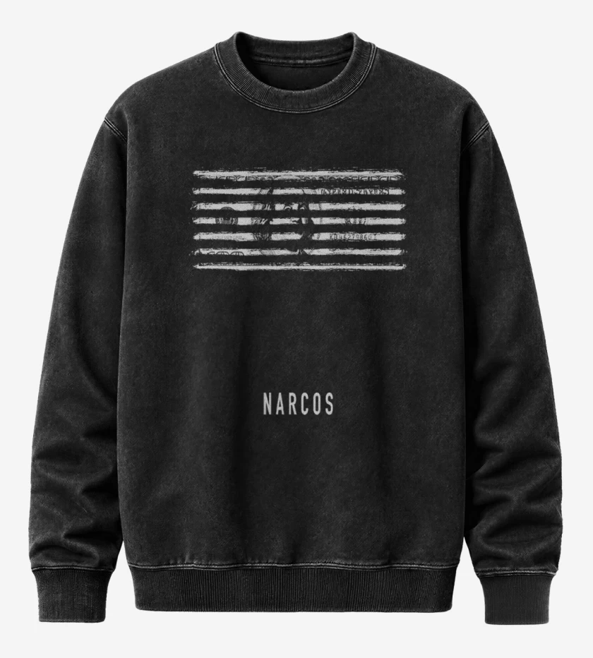 Poleron Polo Acid Wash Negro de Narcos