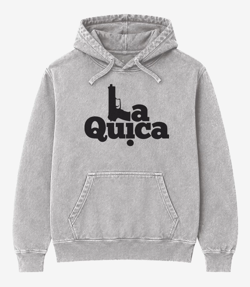 Poleron Canguro Acid Wash Gris Melange de La quica