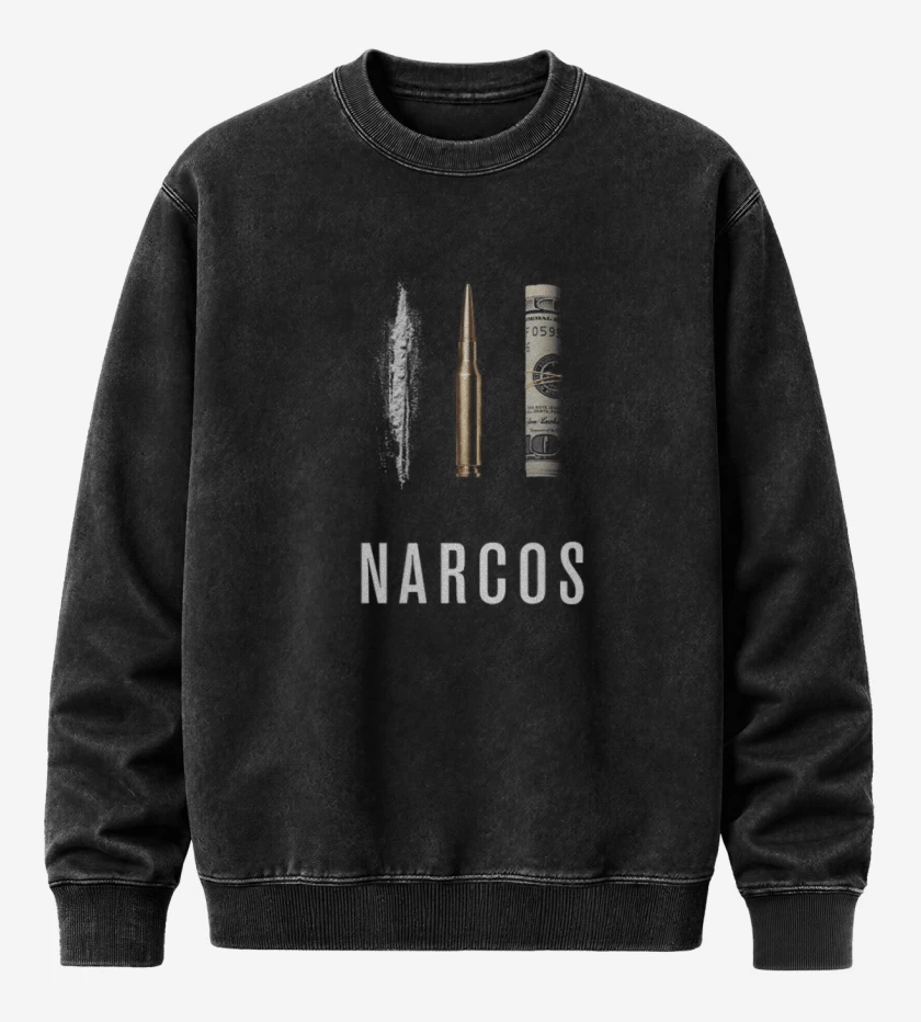 Poleron Polo Acid Wash Negro de Narcos 3