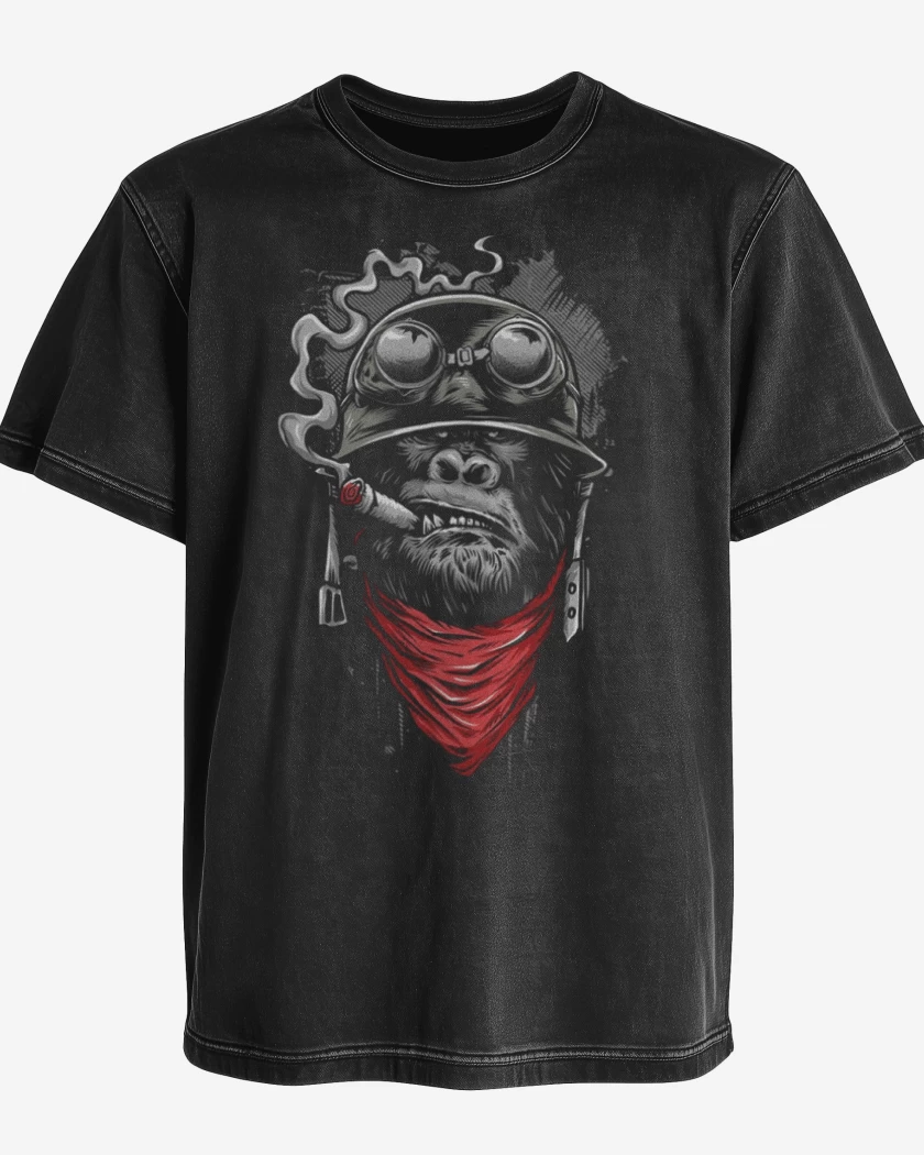 Polera desgastada Negro de Le gorila