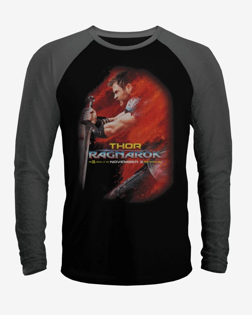 Polera Raglan Negro / Negro Heather de Thor ragnarok