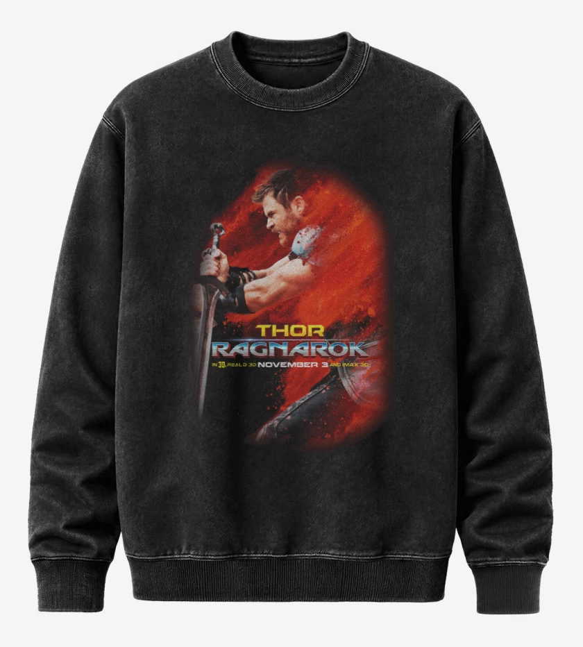 Poleron Polo Acid Wash Negro de Thor ragnarok