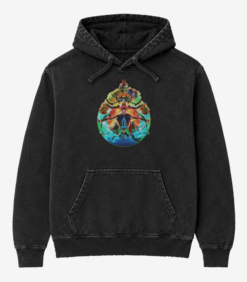 Poleron Canguro Acid Wash Negro de Thor ragnarok 2