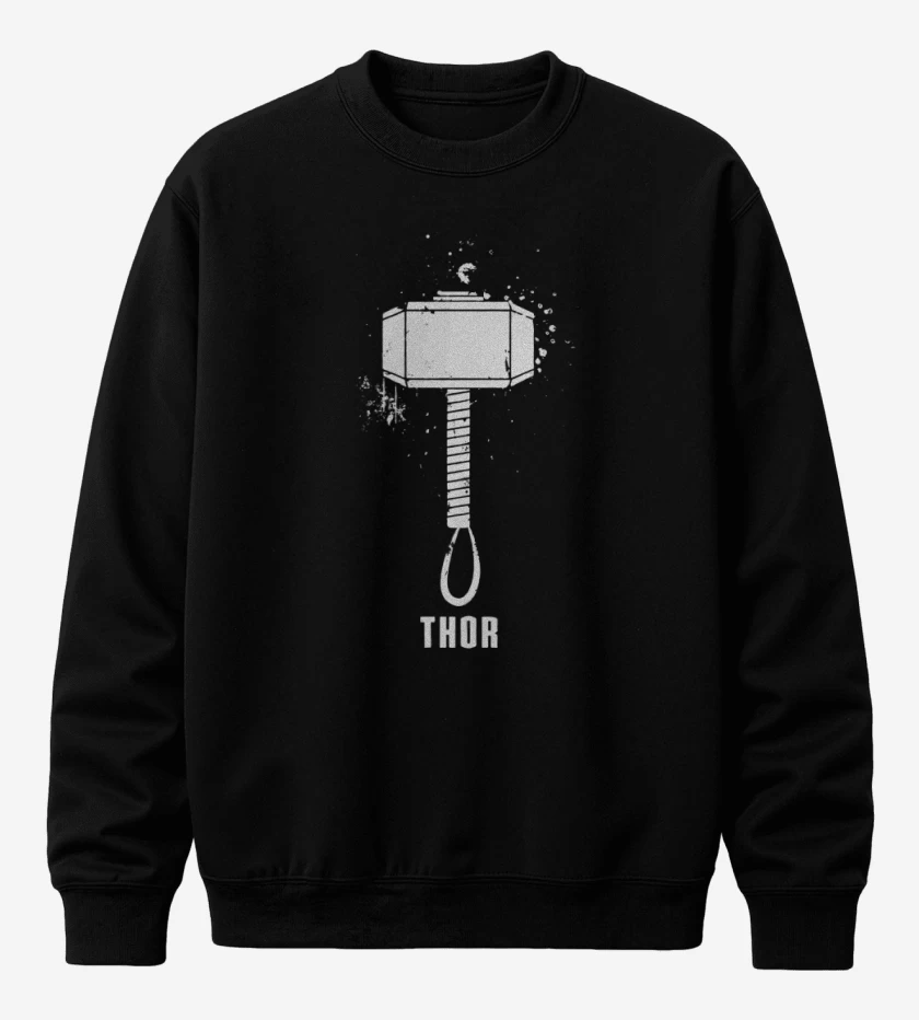 Poleron polo Negro de Martillo de thor