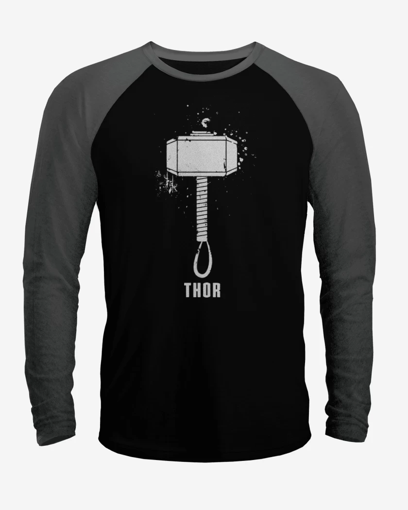 Polera Raglan Negro / Negro Heather de Martillo de thor