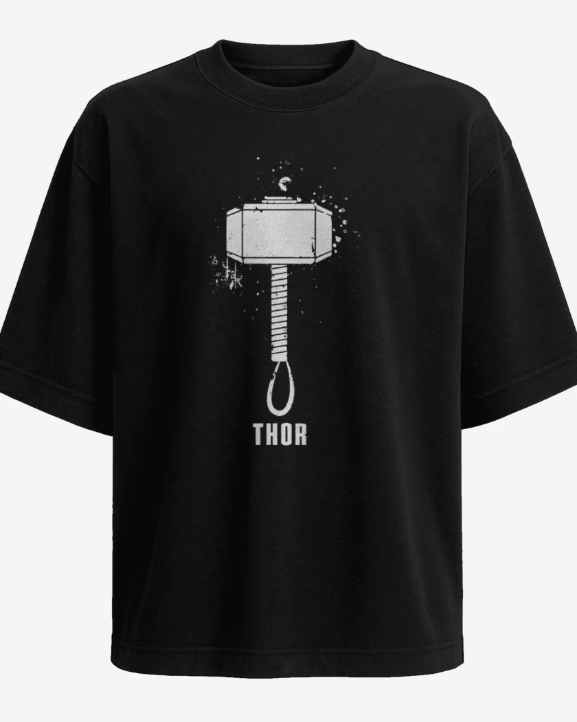Polera Oversize Negro de Martillo de thor
