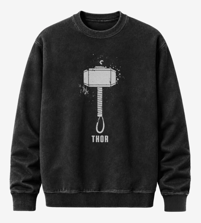 Poleron Polo Acid Wash Negro de Martillo de thor