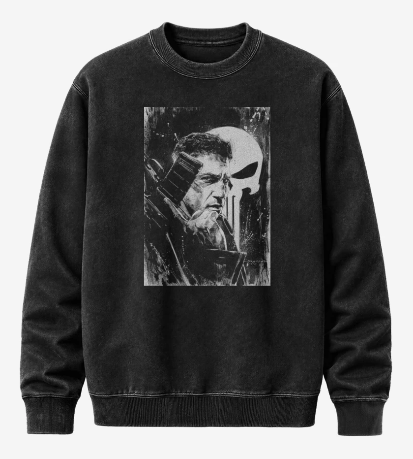 Poleron Polo Acid Wash Negro de El que castiga the rial 