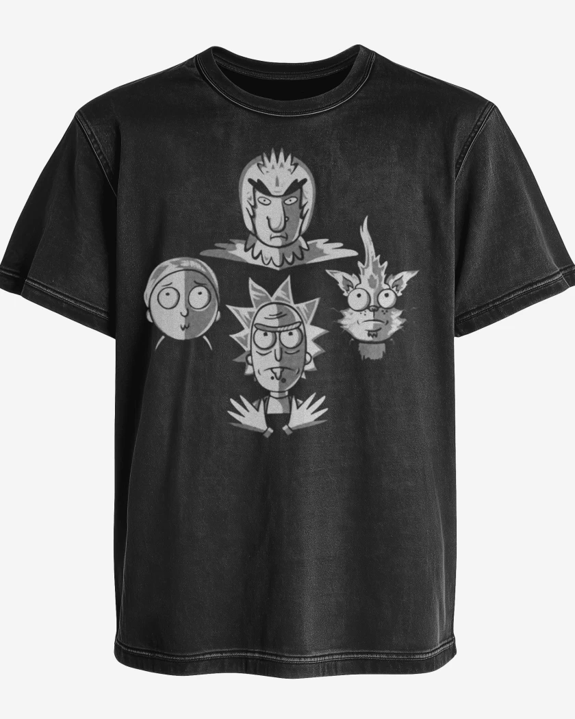 Polera desgastada Negro de Rick and Rhapsody