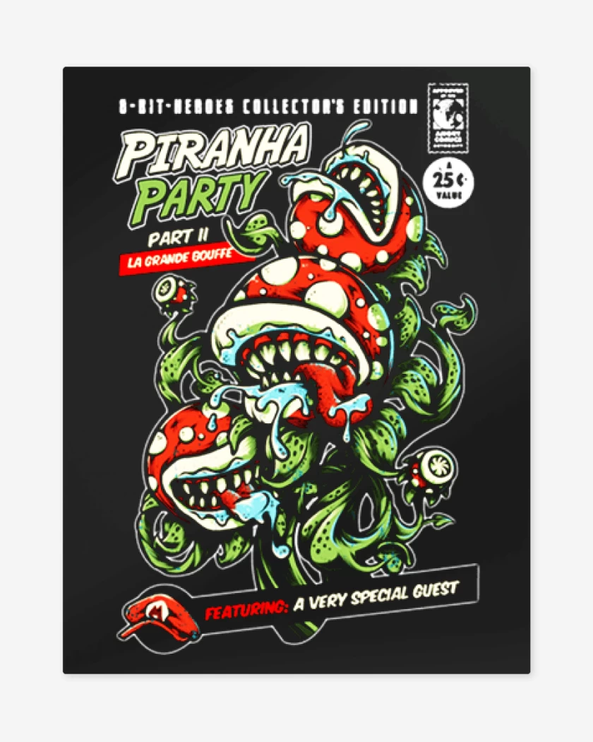 Print metalico Negro de Piranha Party