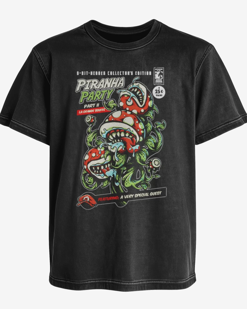 Polera desgastada Piranha Party