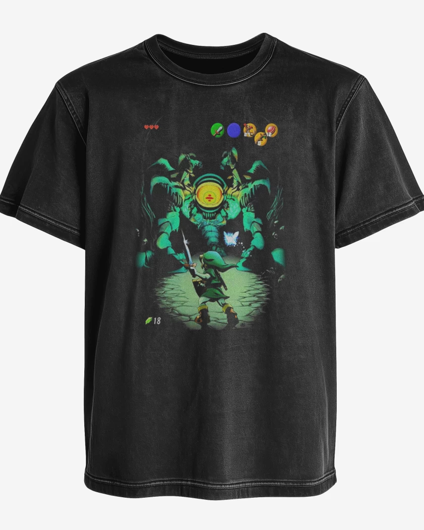 Polera desgastada Negro de Zelda arañita