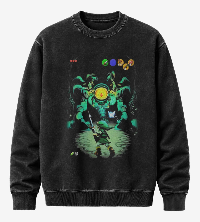 Poleron Polo Acid Wash Negro de Zelda arañita