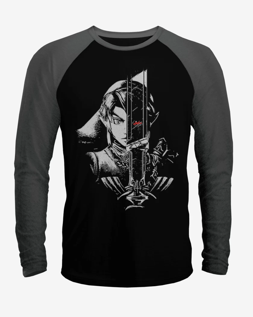 Polera Raglan Negro / Negro Heather de Link trite