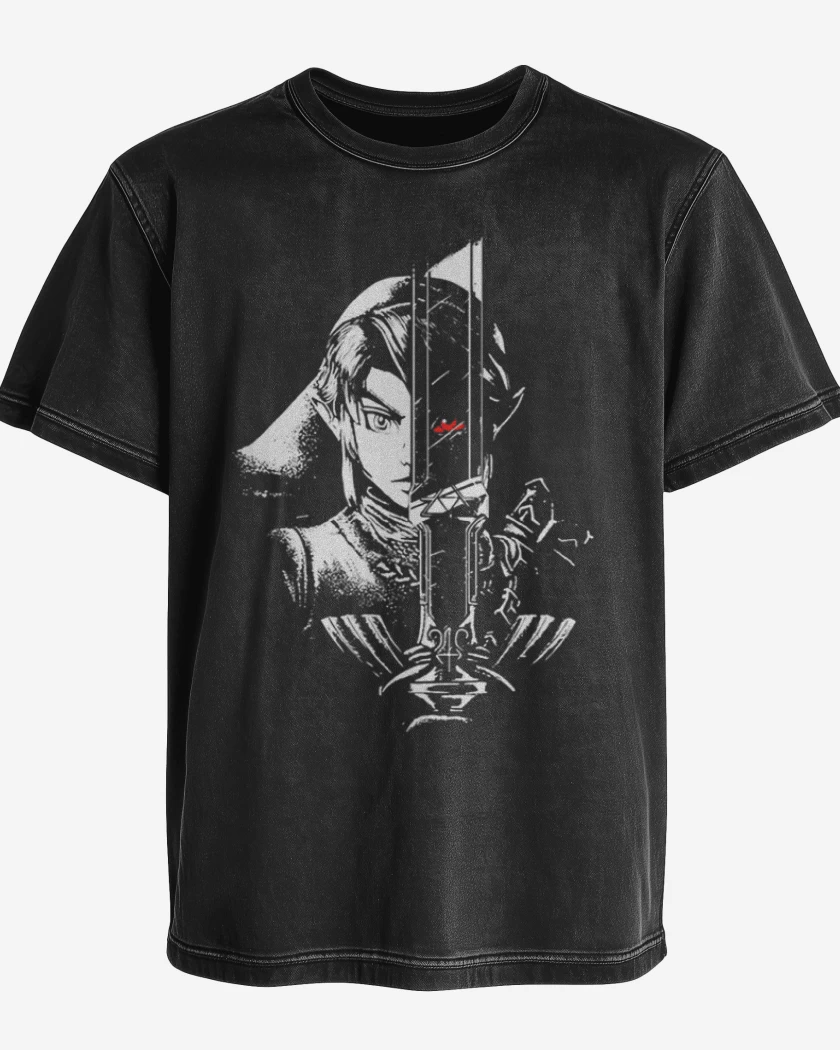 Polera desgastada Negro de Link trite