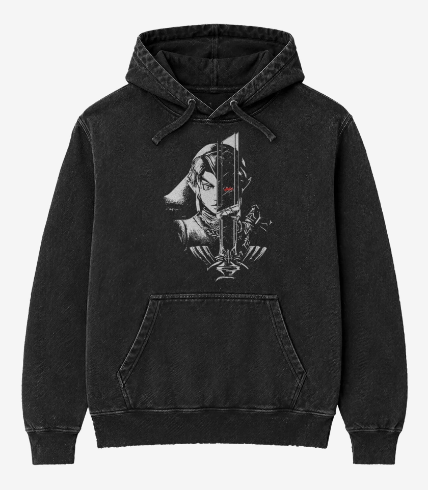 Poleron Canguro Acid Wash Negro de Link trite