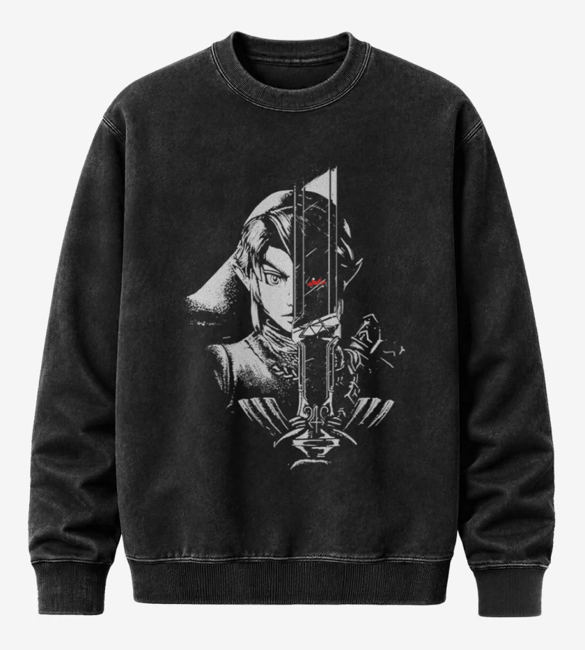Poleron Polo Acid Wash Negro de Link trite