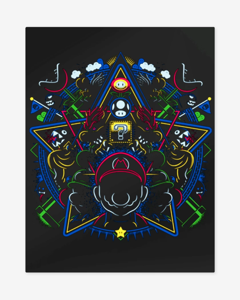 Print metalico Negro de Mundo Super bigote