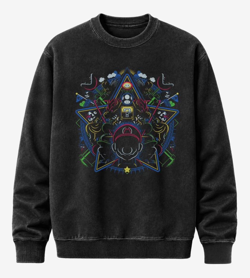 Poleron Polo Acid Wash Negro de Mundo Super bigote