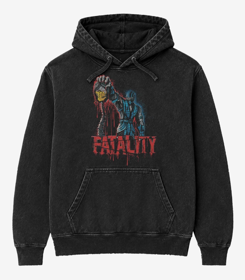 Poleron Canguro Acid Wash Negro de Fatality